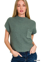 Load image into Gallery viewer, Sweater Ash Jade | Mock neck short sleeve sweater
