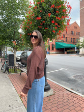 Load image into Gallery viewer, Sweater Bonnie | Chocolate Crochet Cardigan Sweater
