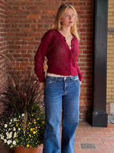 Load image into Gallery viewer, Sweater Bonnie | Wine Crochet Cardigan
