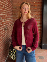 Load image into Gallery viewer, Sweater Bonnie | Wine Crochet Cardigan
