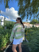 Load image into Gallery viewer, Sweater Maisie | Green Colorblock Stripe
