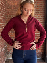 Load image into Gallery viewer, Tops Hallie | Burgundy 1/4 Zip Viscose Sweater
