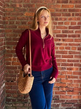 Load image into Gallery viewer, Tops Hallie | Burgundy 1/4 Zip Viscose Sweater
