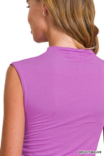 Load image into Gallery viewer, Tops Rosalie | Double Layered Ruched Side Mock Neck Top | Bright Mauve
