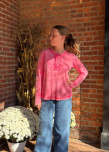 Load image into Gallery viewer, Tops S / Fuchsia Pink Shelby | Washed Henley Long Sleeve
