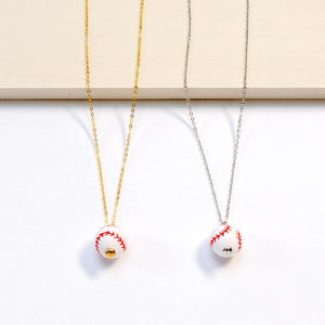 Wooden Baseball Charm Necklace