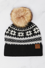 Load image into Gallery viewer, Fair Isle Pompom Trim Beanie

