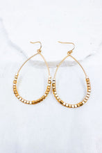 Load image into Gallery viewer, Matte Gold Beaded hoops
