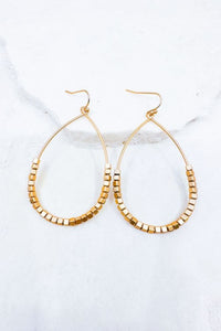 Matte Gold Beaded hoops