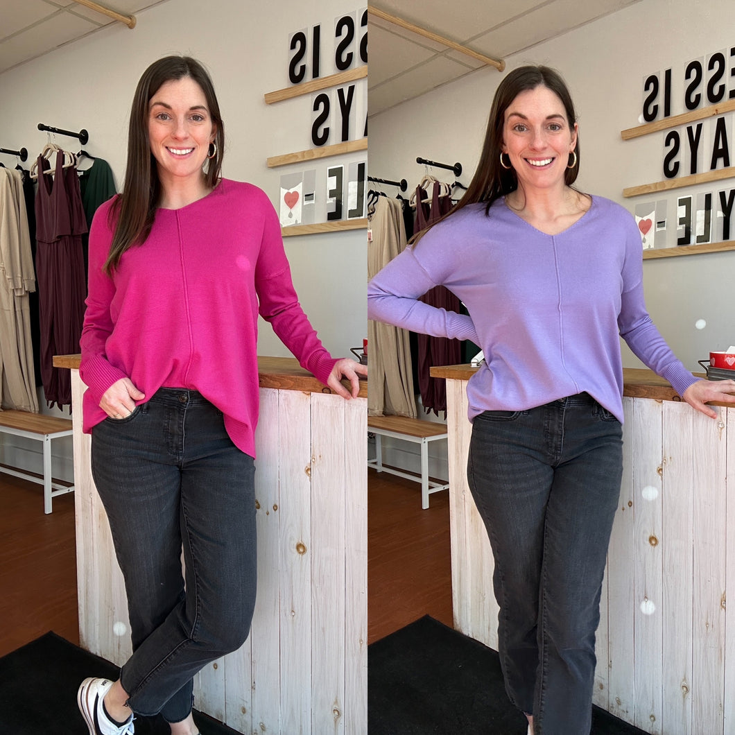 XL Erica | V neck Sweater | Lavender